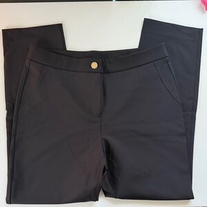 Michael Kors Women's Black Stretch Dress Trousers with Gold Button